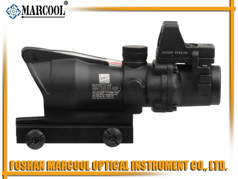 ACOG Style 4X32 Fiber Source Red Illuminated Scope w RMR Mini Red Dot